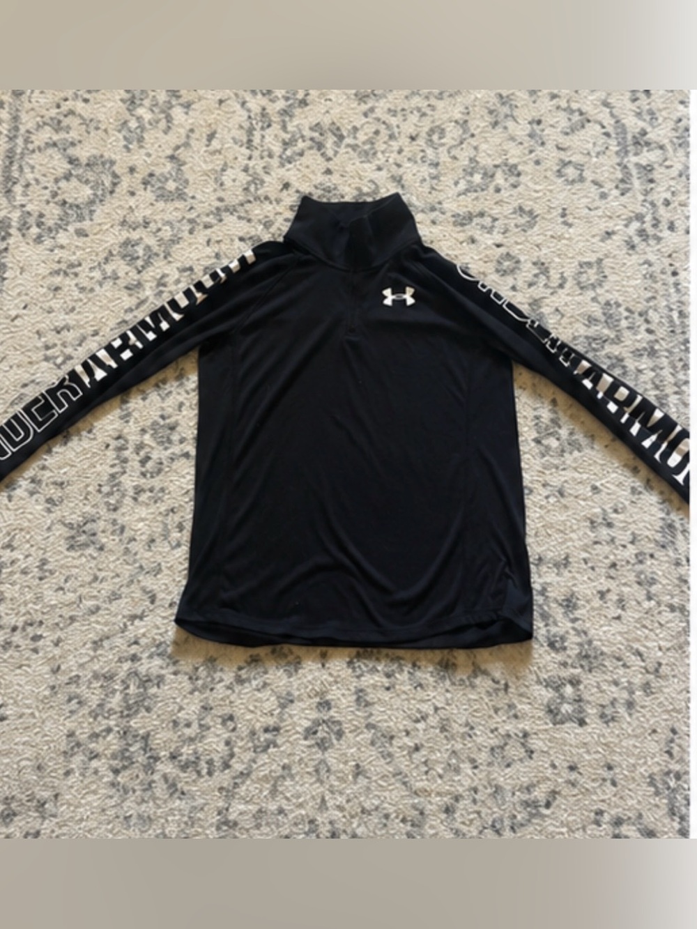Under Armour Black Kids' Quarter-Zip Performance Top with White Logo